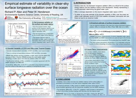 3) Empirical estimate of surface longwave radiation Use an empirical estimate of the clear-sky surface downward longwave radiation (SDLc) to estimate the.