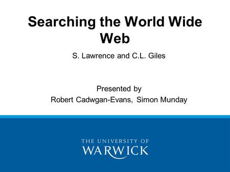 Searching the World Wide Web
