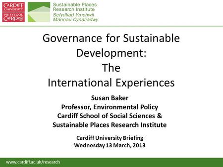 Governance for Sustainable Development: The International Experiences