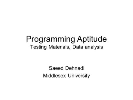 Programming Aptitude Testing Materials, Data analysis
