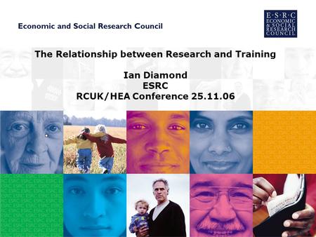 The Relationship between Research and Training Ian Diamond ESRC RCUK/HEA Conference 25.11.06.