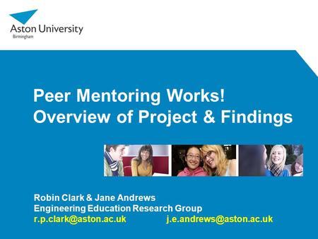Peer Mentoring Works! Overview of Project & Findings