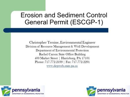 Erosion and Sediment Control General Permit (ESCGP-1)