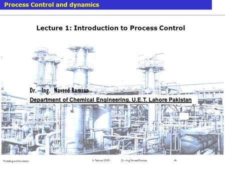 Lecture 1: Introduction to Process Control