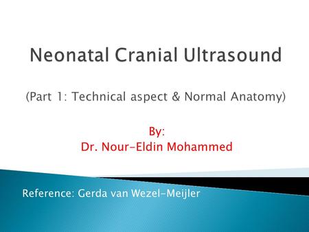 By: Dr. Nour-Eldin Mohammed Reference: Gerda van Wezel-Meijler
