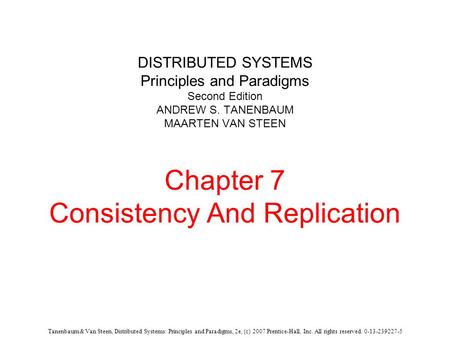 DISTRIBUTED SYSTEMS Principles and Paradigms Second Edition ANDREW S