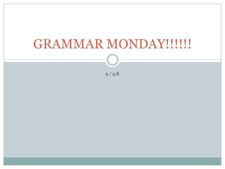 9/28 GRAMMAR MONDAY!!!!!!. Agenda Grammar Quiz Review Old Skills Introduce new one – Confusing Spelling Practice! END GOAL – Rock the ACT and become better.