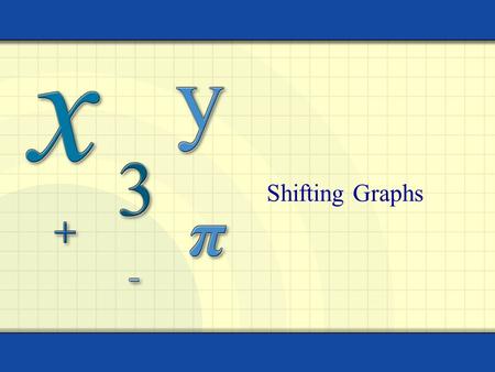 Shifting Graphs. Copyright © by Houghton Mifflin Company, Inc. All rights reserved. As you saw with the Nspires, the graphs of many functions are transformations.