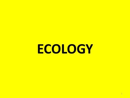 ECOLOGY 1. WHAT IS ECOLOGY OBJECTIVES: 3.1 Identify the levels of organization that ecologists study. Describe the methods used to study ecology. 2.