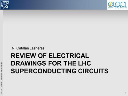 TE-MPE Workshop 14/12/2010, Manuel Dominguez, TE/MPE-EI 1 Nuria Catalan Lasheras, TE/MPE-EI REVIEW OF ELECTRICAL DRAWINGS FOR THE LHC SUPERCONDUCTING CIRCUITS.