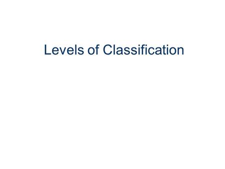 Levels of Classification