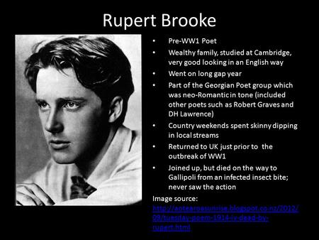 Rupert Brooke Pre-WW1 Poet