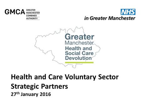 Health and Care Voluntary Sector Strategic Partners 27 th January 2016.