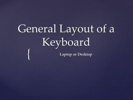 { General Layout of a Keyboard Laptop or Desktop.