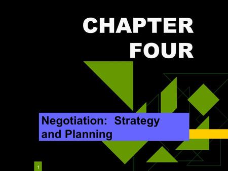 1 CHAPTER FOUR Negotiation: Strategy and Planning.