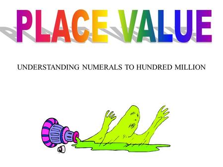 UNDERSTANDING NUMERALS TO HUNDRED MILLION. The third period in our number system is MILLIONS ONES __ __ __, THOUSANDS ___ ___ ___, MILLIONS ___ ___ __,,