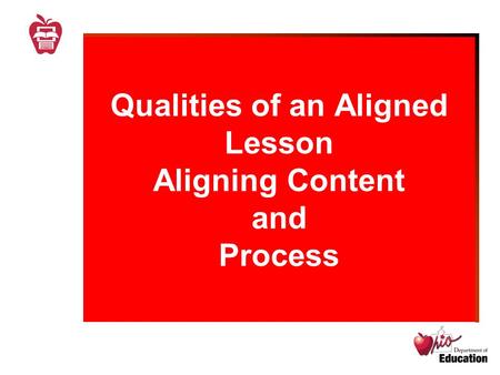 Qualities of an Aligned Lesson Aligning Content and Process.