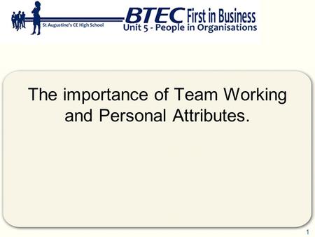 1 The importance of Team Working and Personal Attributes.