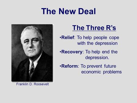 The New Deal The Three R’s