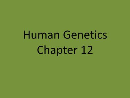 Human Genetics Chapter 12
