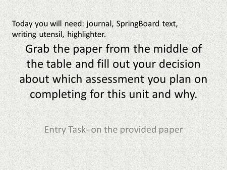 Entry Task- on the provided paper
