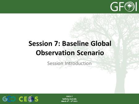 Session Introduction Session 7: Baseline Global Observation Scenario SDCG-7 Sydney, Australia March 4 th – 6 th 2015.