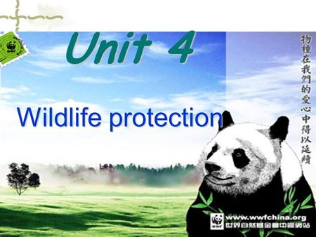 Unit 4 Wildlife protection. elephant milu deer panda.
