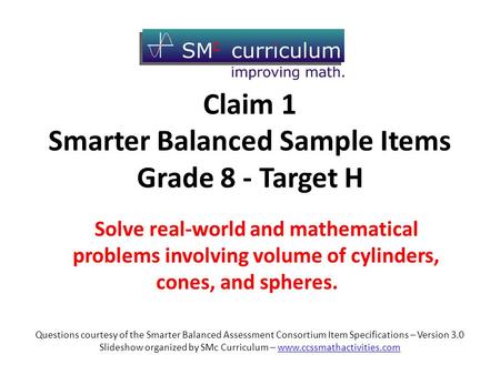 Claim 1 Smarter Balanced Sample Items Grade 8 - Target H