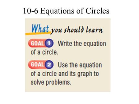 10-6 Equations of Circles. 10.6 Equations of Circles AB 2 = AC*AD AE 2 = AC*AD AB = AE.