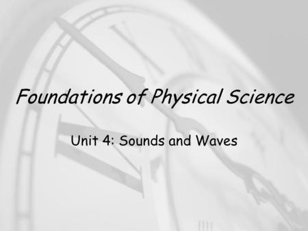Foundations of Physical Science