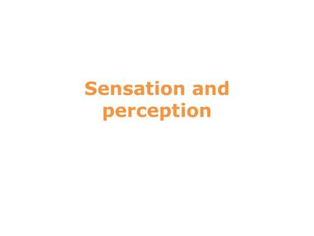 Sensation and perception. Definitions Sensation The detection of physical energy emitted or reflected by physical objects. Occurs when energy in the external.