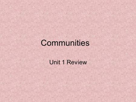 Communities Unit 1 Review Which is where an important event happened? 1.Government 2.Landform 3.Library 4.Historic site 10 123456789 11121314151617181920.