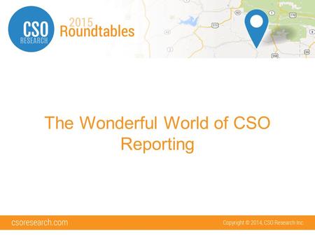 The Wonderful World of CSO Reporting. What we will cover: Types of Reports Basic Reporting Steps Maximizing Your Criteria Other Types of Reports.