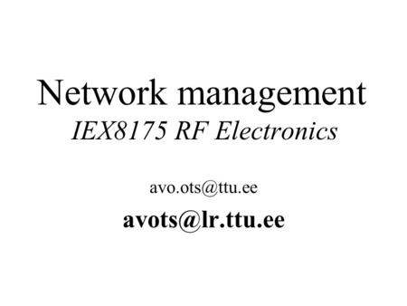Network management IEX8175 RF Electronics