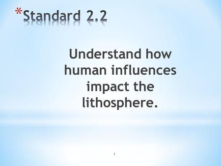 Understand how human influences impact the lithosphere.