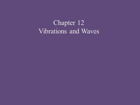 Chapter 12 Vibrations and Waves. Periodic Motion Any repeated motion Examples?