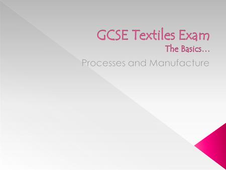 GCSE Textiles Exam The Basics…