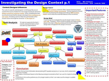 Investigating the Design Context p.1 Context: Designer Influences Important Features I need to find out more information about existing MP3 speaker products.