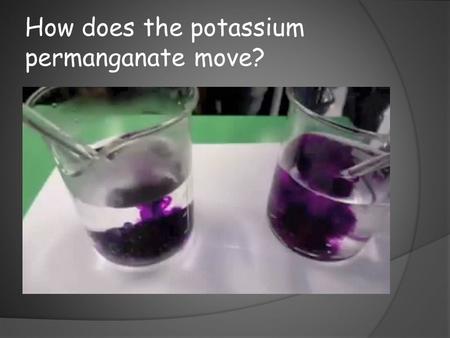 How does the potassium permanganate move?. DIFFUSION OF GASES flickr.com Nitrogen dioxide diffusing.