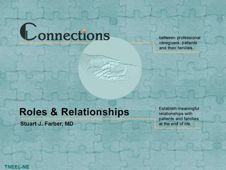 TNEEL-NE Stuart J. Farber, MD. Slide 2 Connections: Roles & Relationships TNEEL-NE Roles & Relationships Four types of roles that you can play in the.