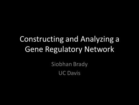 Constructing and Analyzing a Gene Regulatory Network Siobhan Brady UC Davis.
