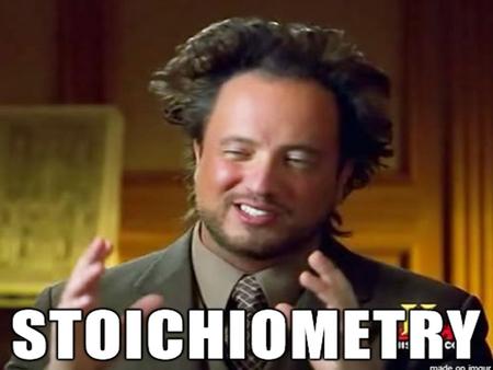 Unit 12: Stoichiometry Stoicheion = element Metron = to measure.