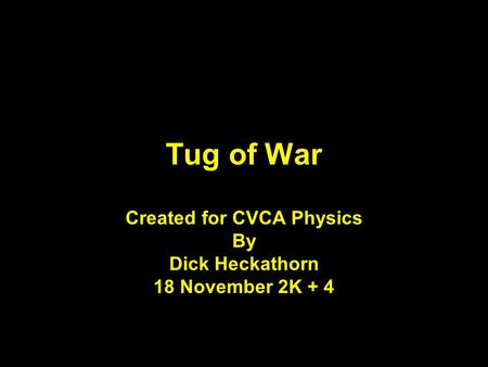 Created for CVCA Physics By Dick Heckathorn 18 November 2K + 4