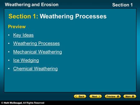 Section 1: Weathering Processes