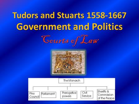 Tudors and Stuarts 1558-1667 Government and Politics Courts of Law.