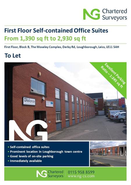 First Floor Self-contained Office Suites From 1,390 sq ft to 2,930 sq ft First Floor, Block B, The Moseley Complex, Derby Rd, Loughborough, Leics, LE11.