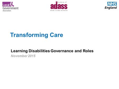 Transforming Care Learning Disabilities Governance and Roles November 2015.