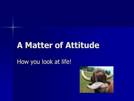 A Matter of Attitude How you look at life!.