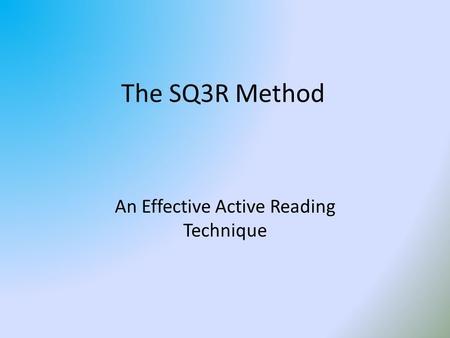 An Effective Active Reading Technique