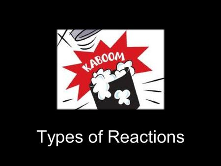 Types of Reactions. A chemical reaction is a process that is usually characterized by a chemical change in which the starting materials (reactants) are.